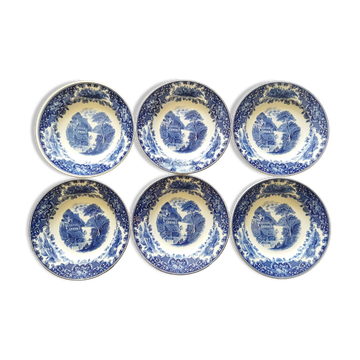 Deep plates Royal Sphinx Maastricht P. Regout "Cambridge Old England" blue & white