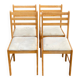 4 Scandinavian dining chairs in solid wood and fabric from the 1980s.