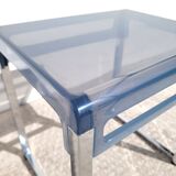 Bout de canapé plexiglas et chrome Space age