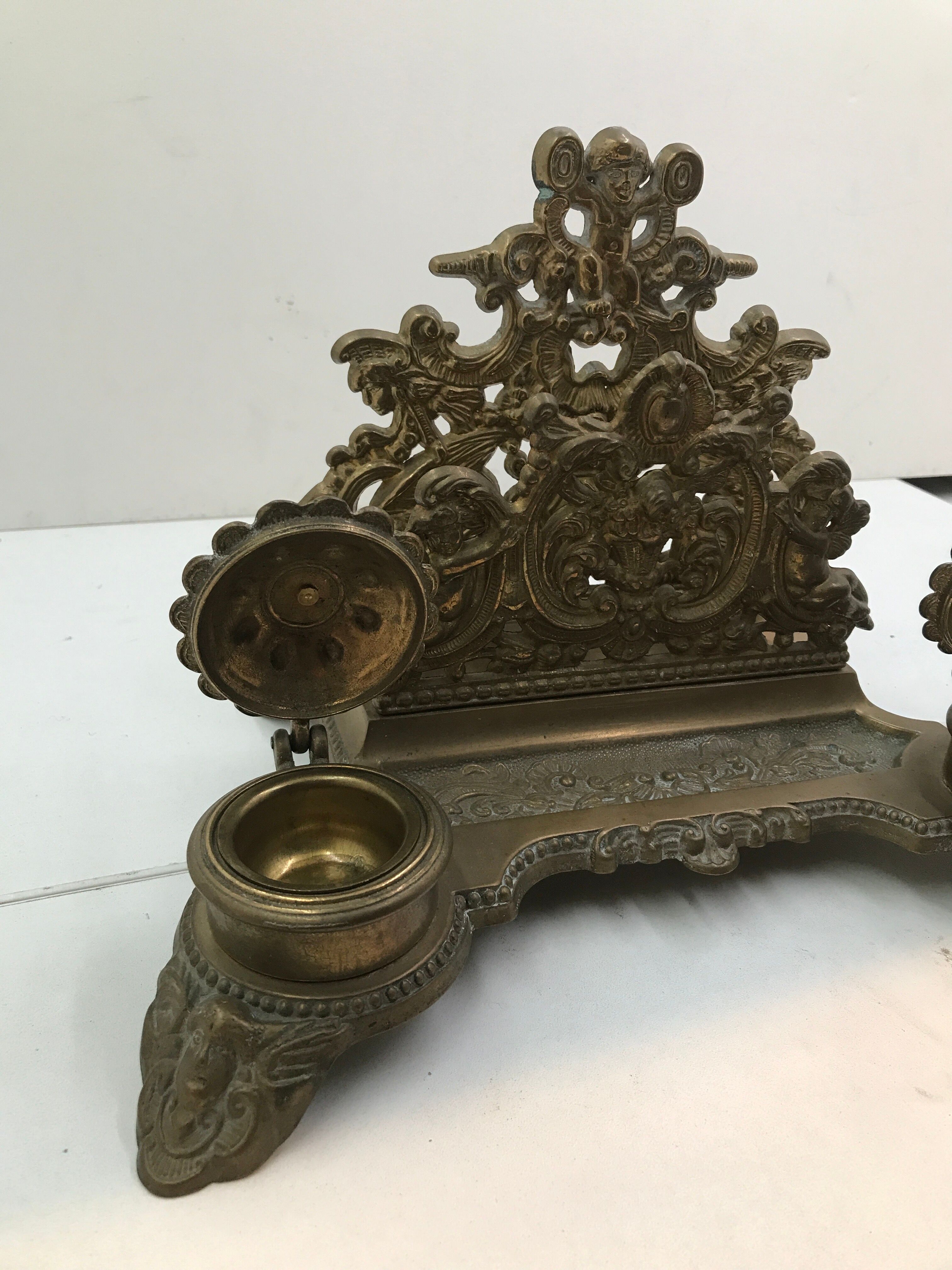 Brass inkwell