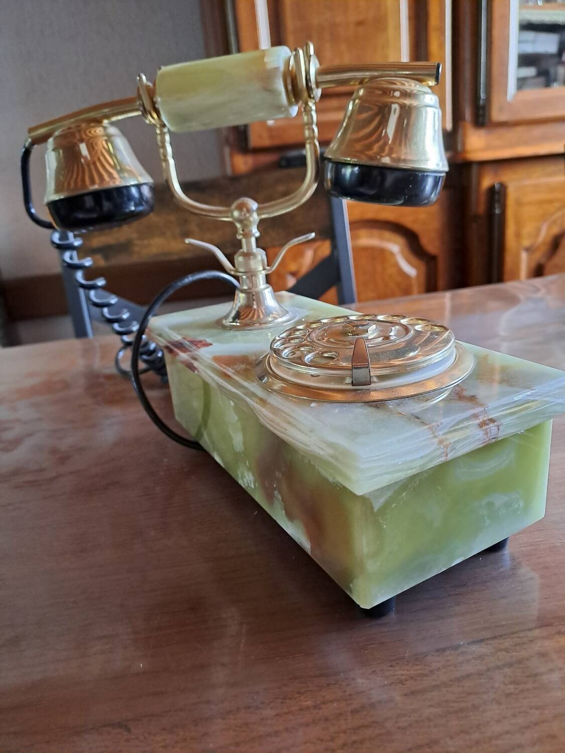 Onyx and brass telephone