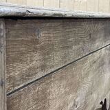 Banc coffre du  18ème en chêne brut - L=1m32, P=65cm, H=62cm.