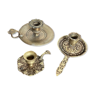 Set of 3 candle holders cellar rat XIXth