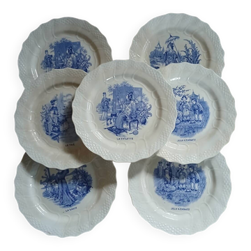 7 antique dessert plates in ironstone