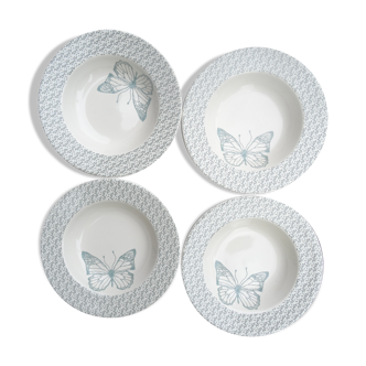 Lot de 4 assiettes creuses "Papillon"