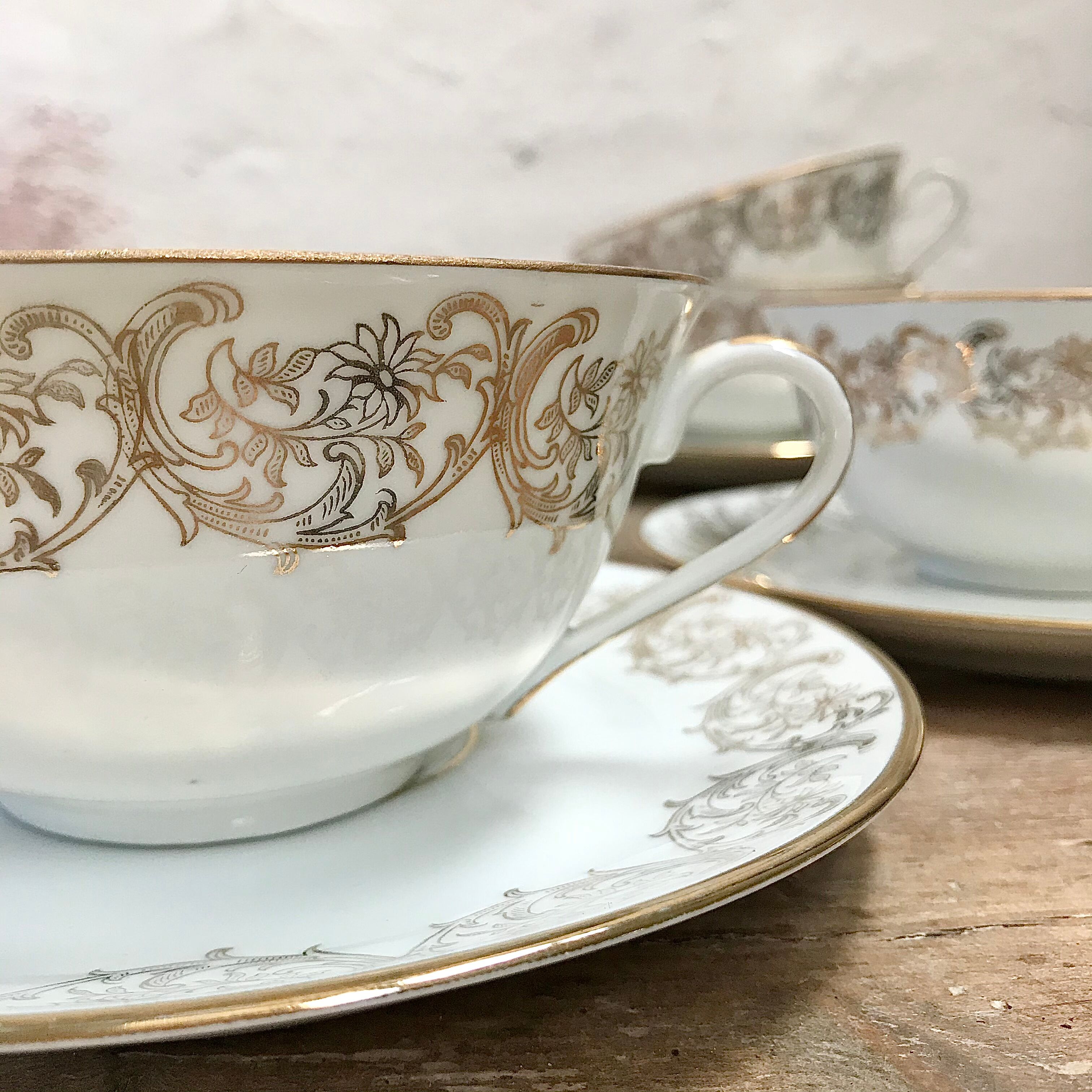 Pair of fine porcelain tea cups