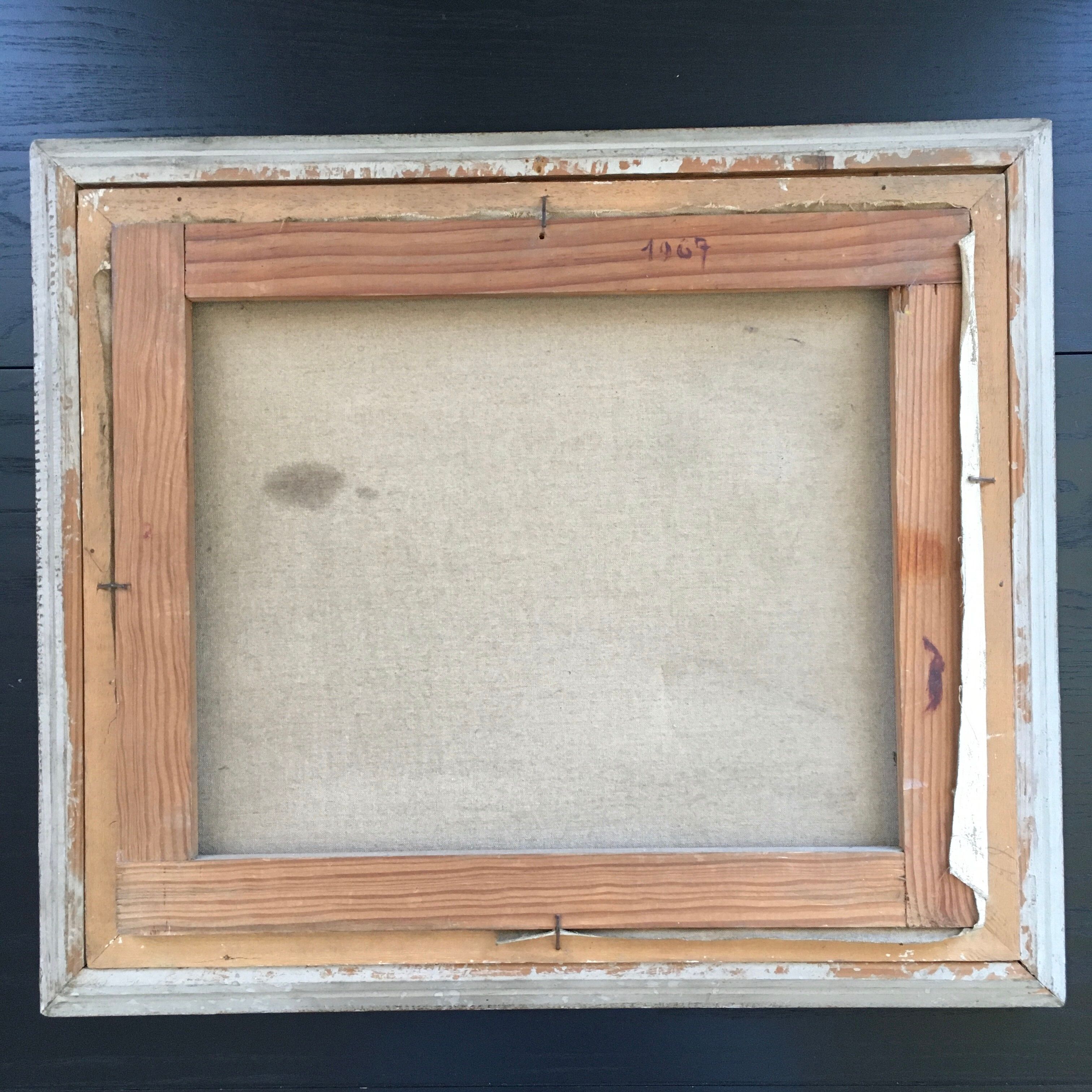 Still life painting with a pitcher and fruit