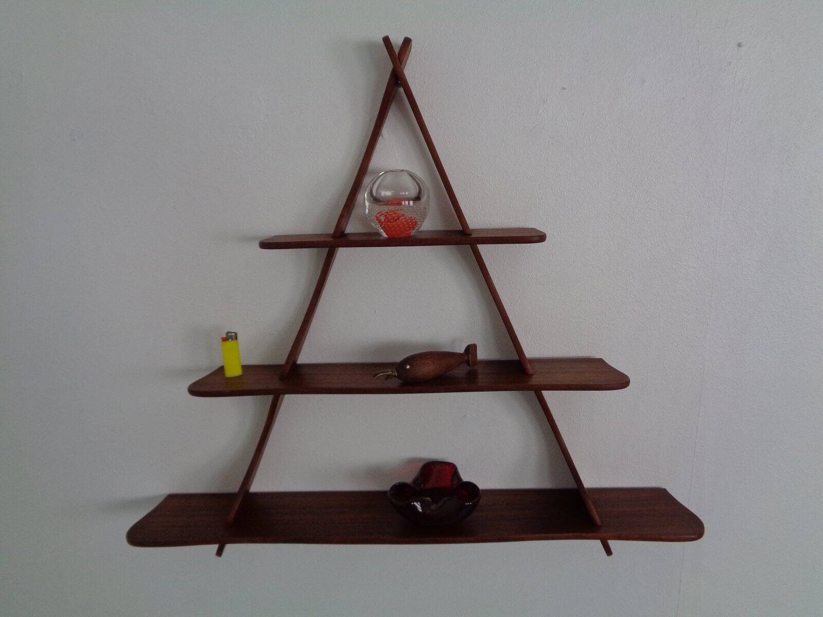 Mid-Century Triangular Teak Wall Shelf, Germany, 1960s