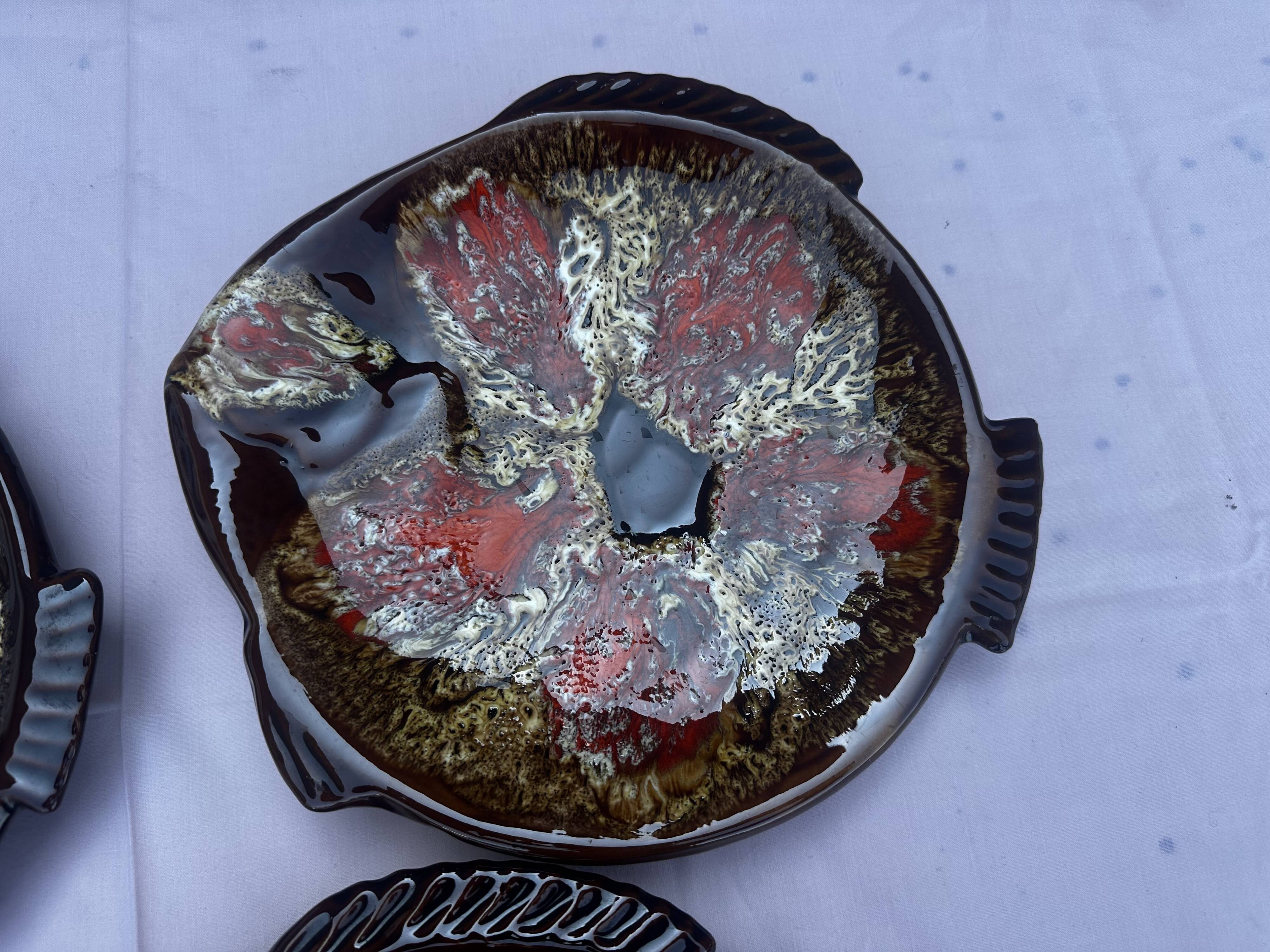 5 fish plates by Marius Giuge for Vallauris
