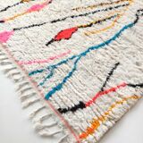Moroccan Berber carpet Azilal ecru with colorful patterns 298x186cm