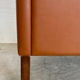 Mid century vintage danish mogens hansen 3 person sofa in coganc leather