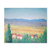 Blue and yellow hills, oil on canvas signed