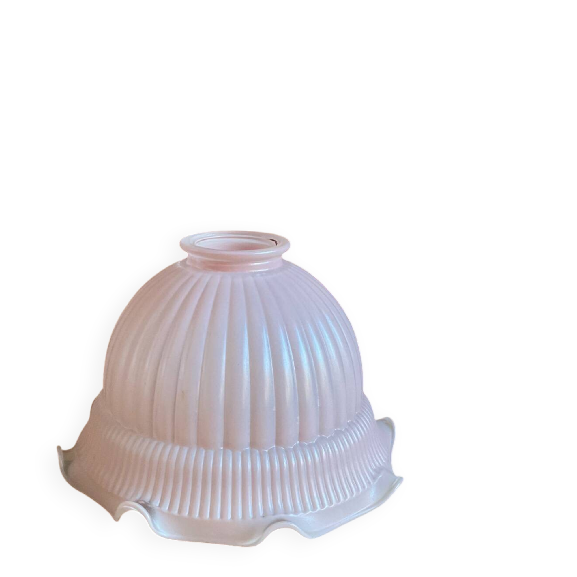 Suspension globe in pink opaline glass