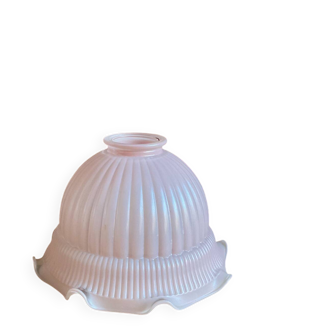 Suspended opaline pink glass globe