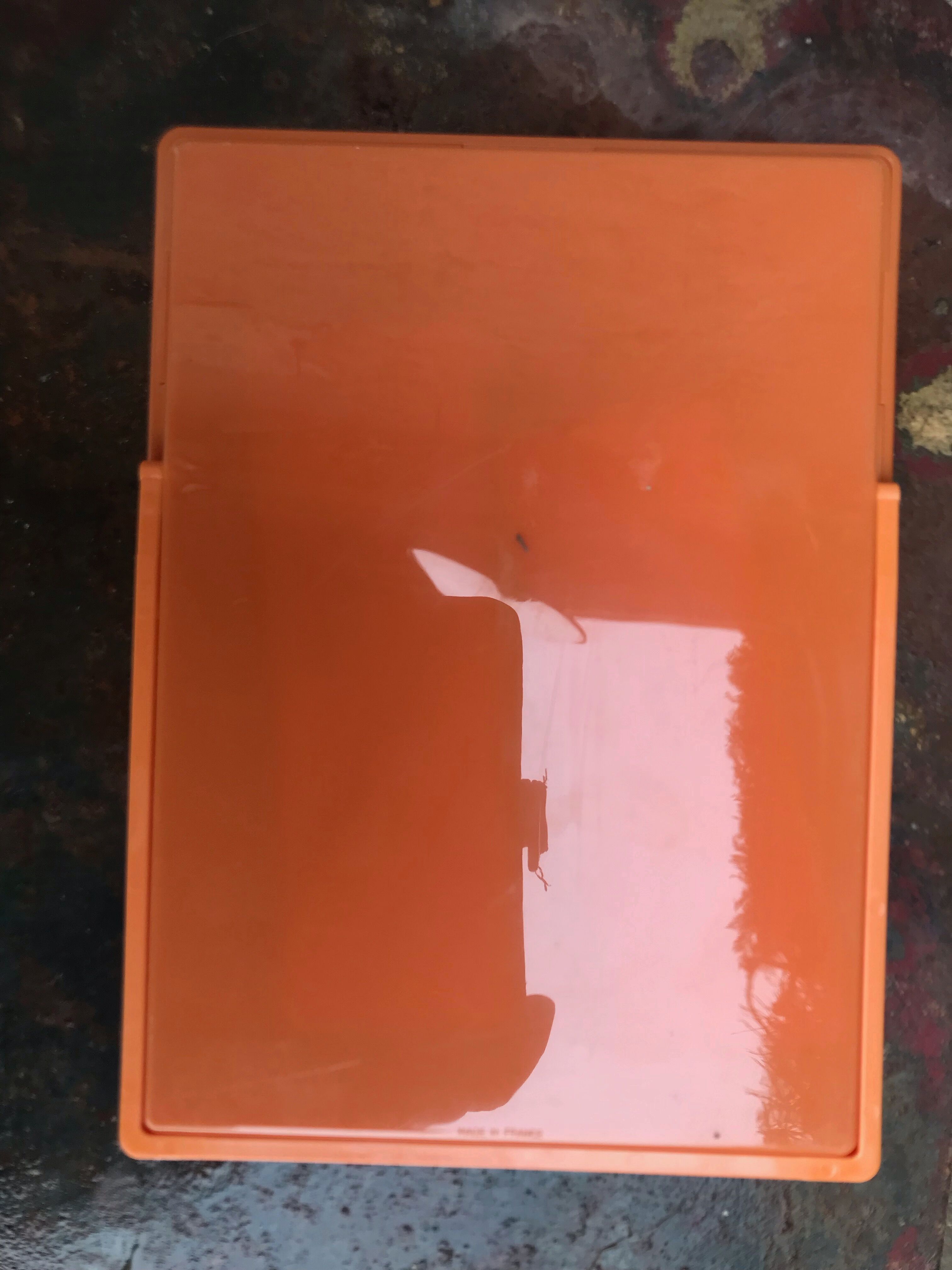 Orange vintage barber mirror 14x19cm