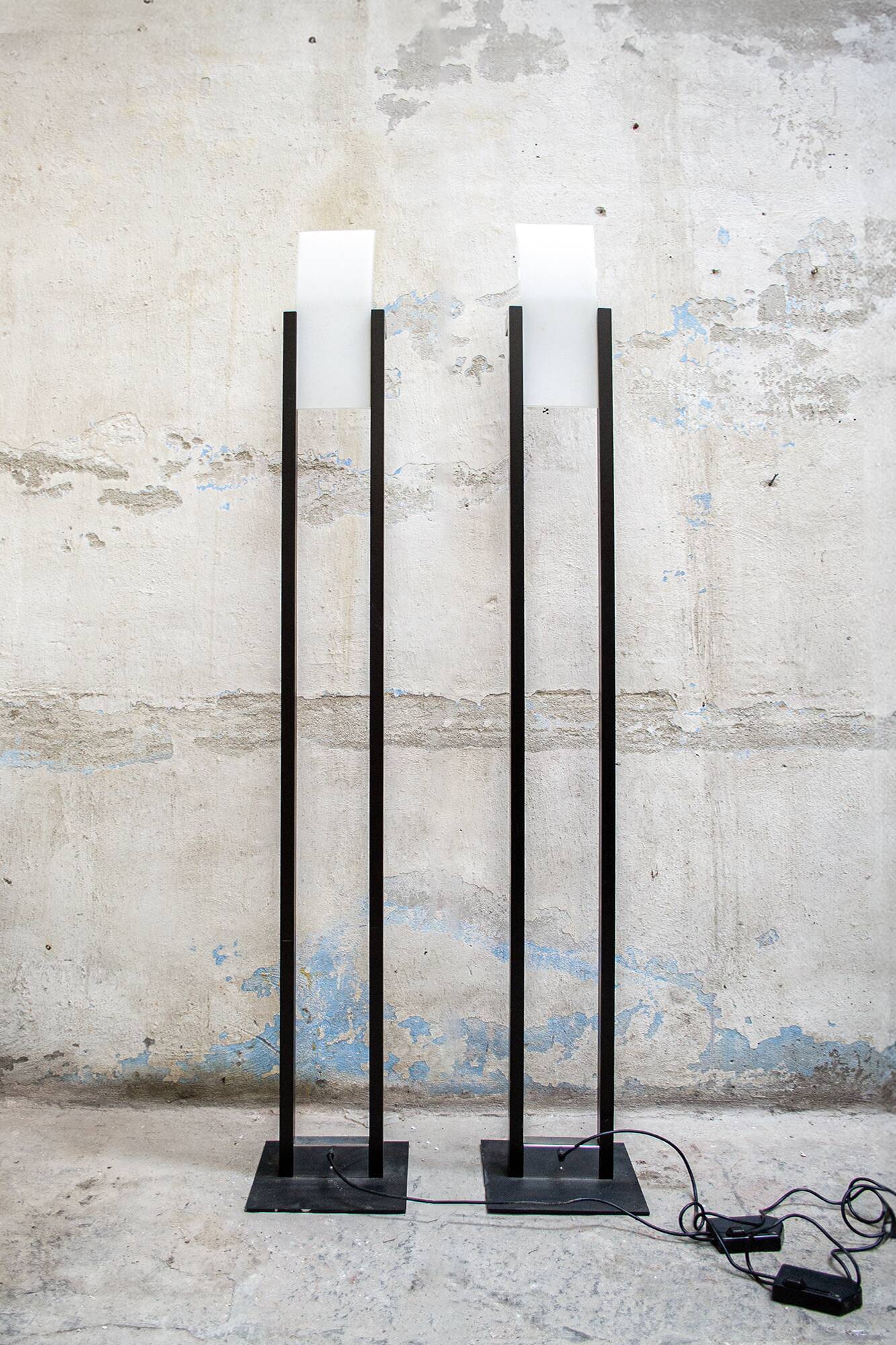 Lampadaire en bois, métal et verre Linealight Italia Anni '90s