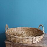 Round wicker tray basket