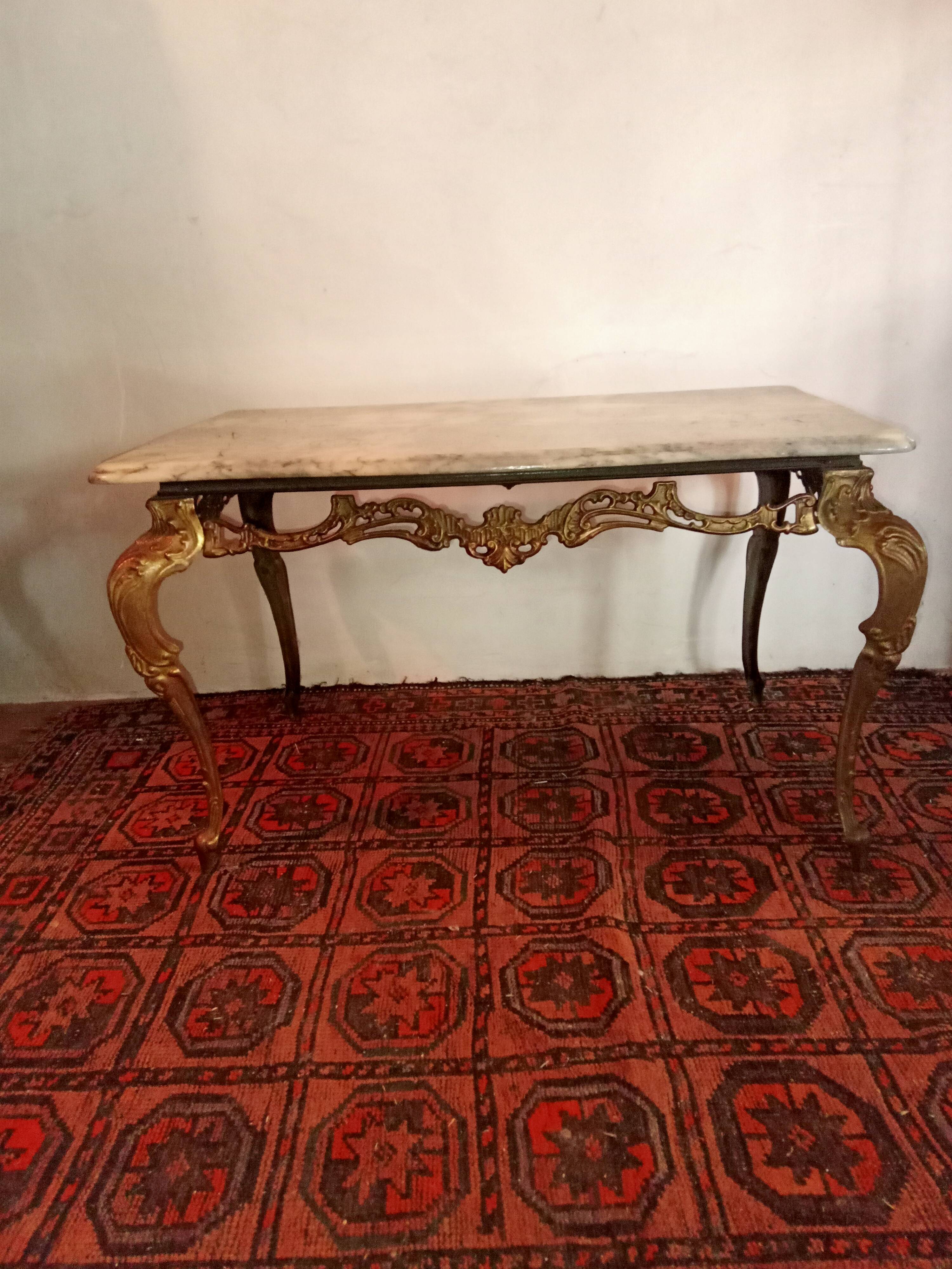 Gilded bronze and marble coffee table