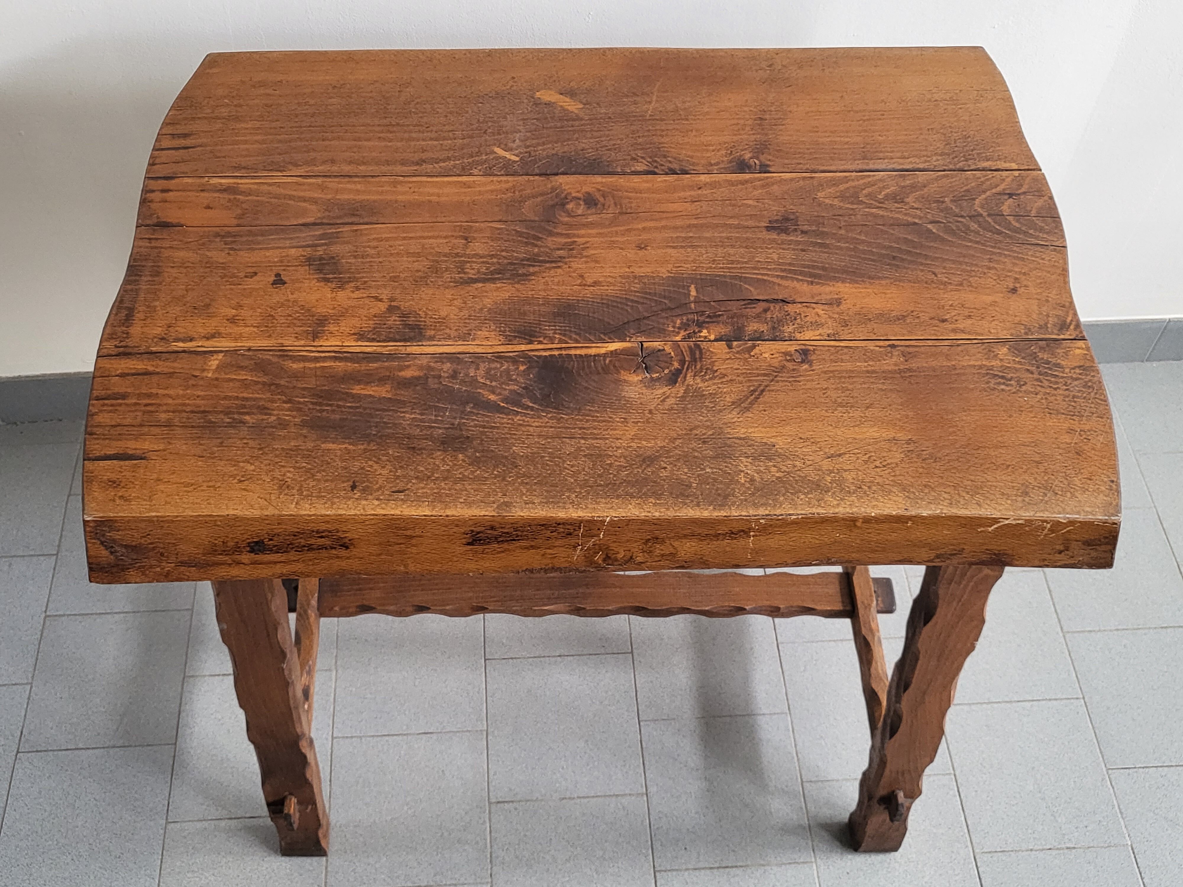 Vintage brutalist oak table 1970