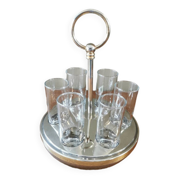 6 verres à shot sur support métal vintage