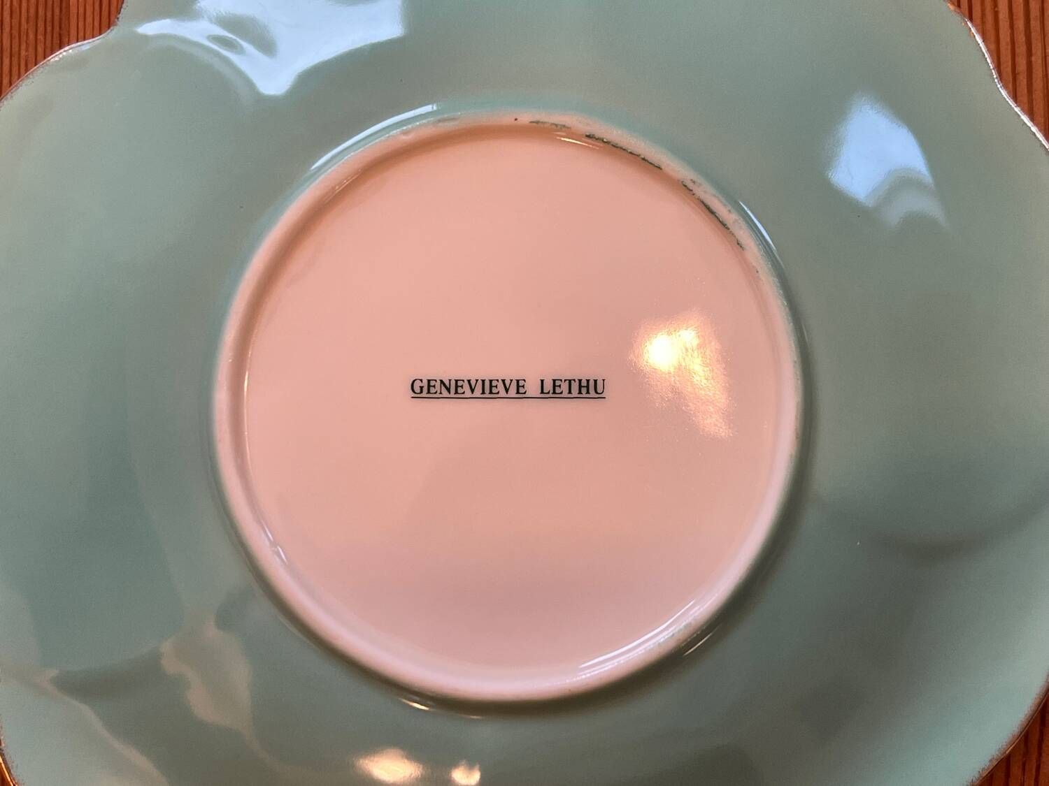 Set of 6 vintage floral plates by Geneviève Lethu