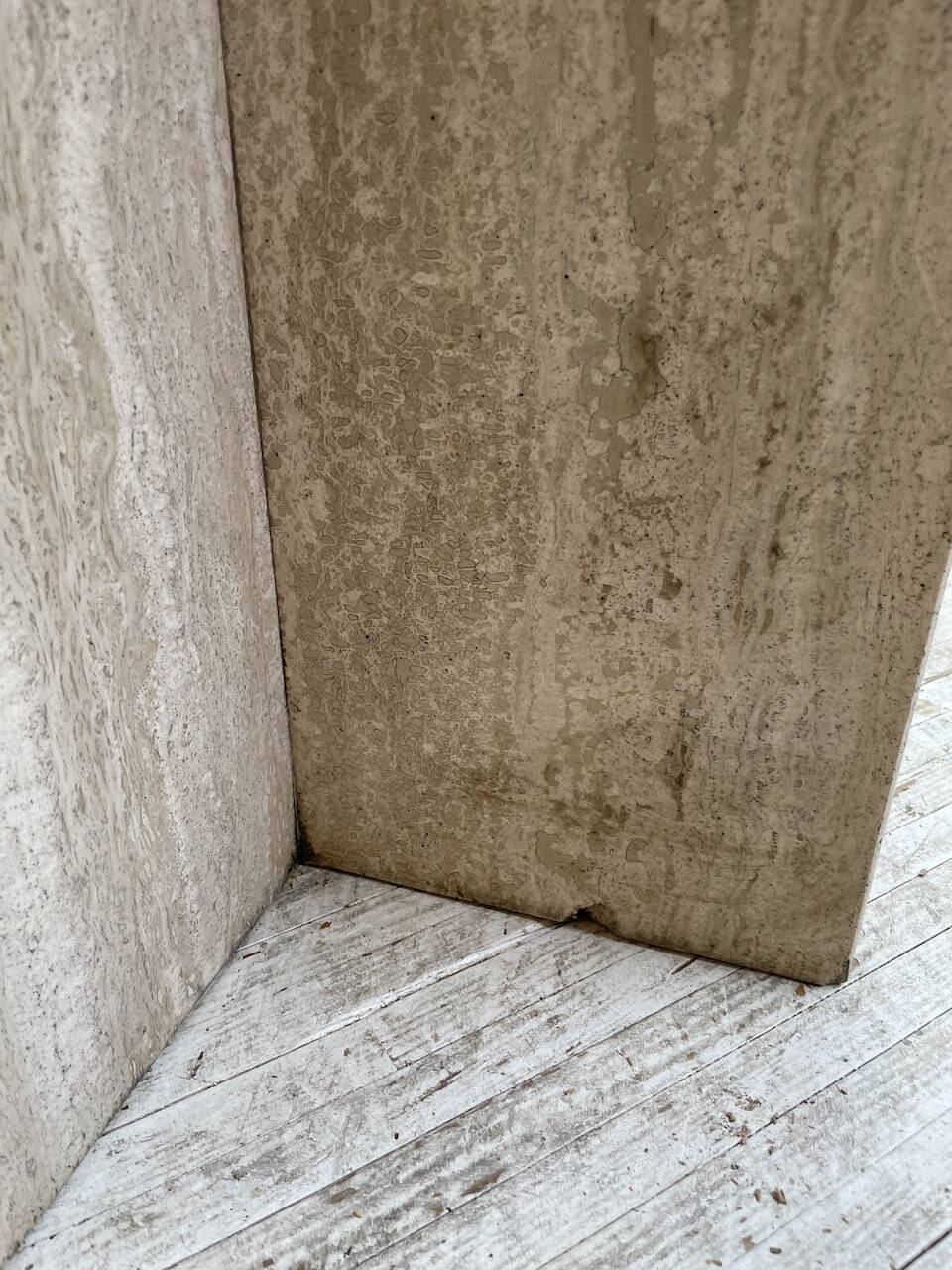 Octagonal travertine coffee table