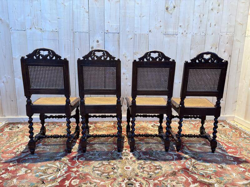 Set of 4 Renaissance cane chairs.