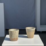 Set of 2 cups in Indonesian ceramic (brown & speckled glazed matte)
