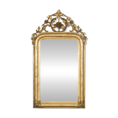 Miroir Louis-Philippe du XIXe siècle avec motifs de feuillage et de grappes de raisin