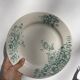 8 Terre de fer plates Anémones Bertrand Bordeaux old in green ceramic decorated with flowers