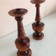 Pair of raw wood candlesticks