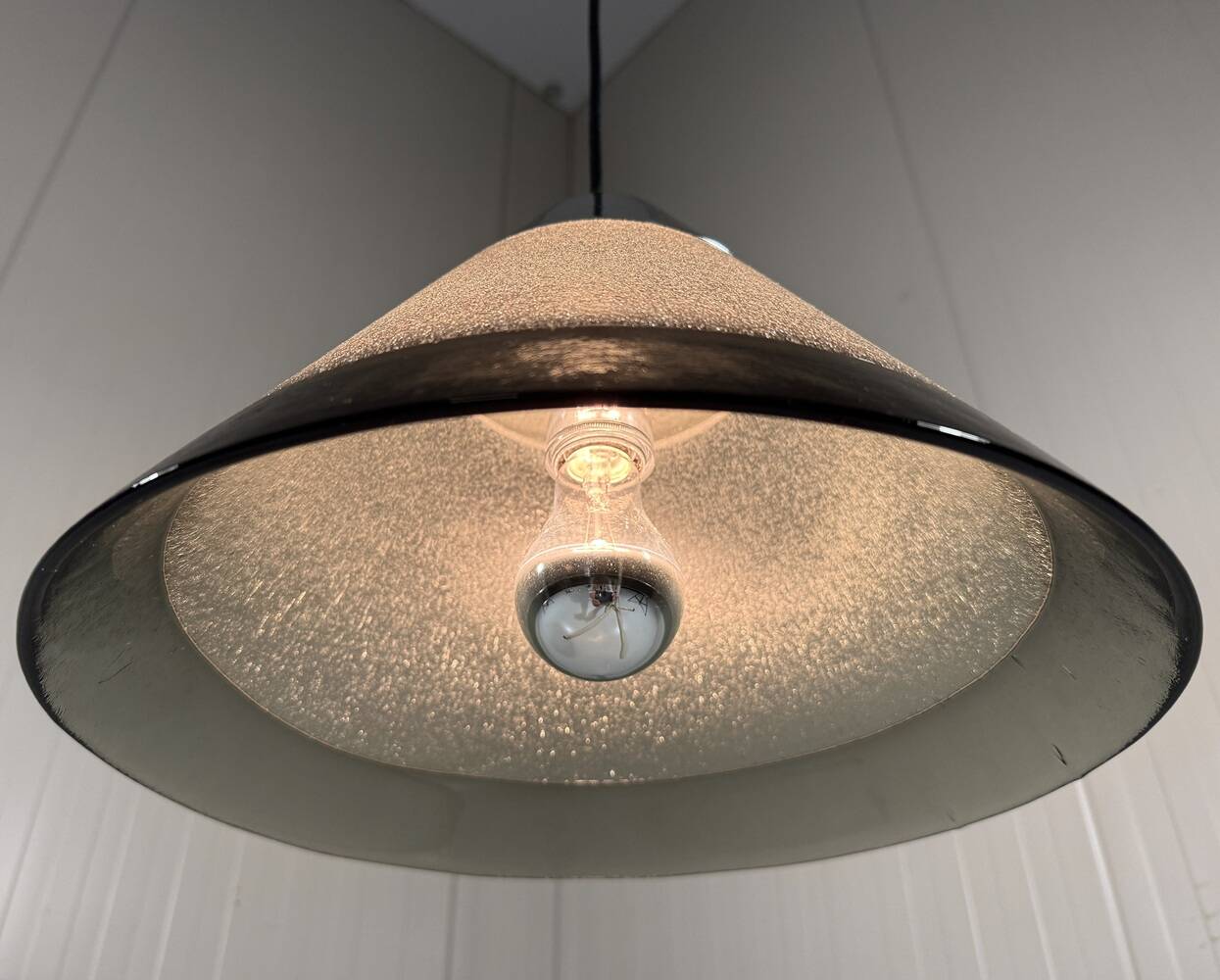 Peill & Putzler cone shaped glass hanging lamp, Germany