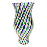 Green, Blue, Bronze and Clear Murano Glass Vase by Irene Paolo, Italy 1990s