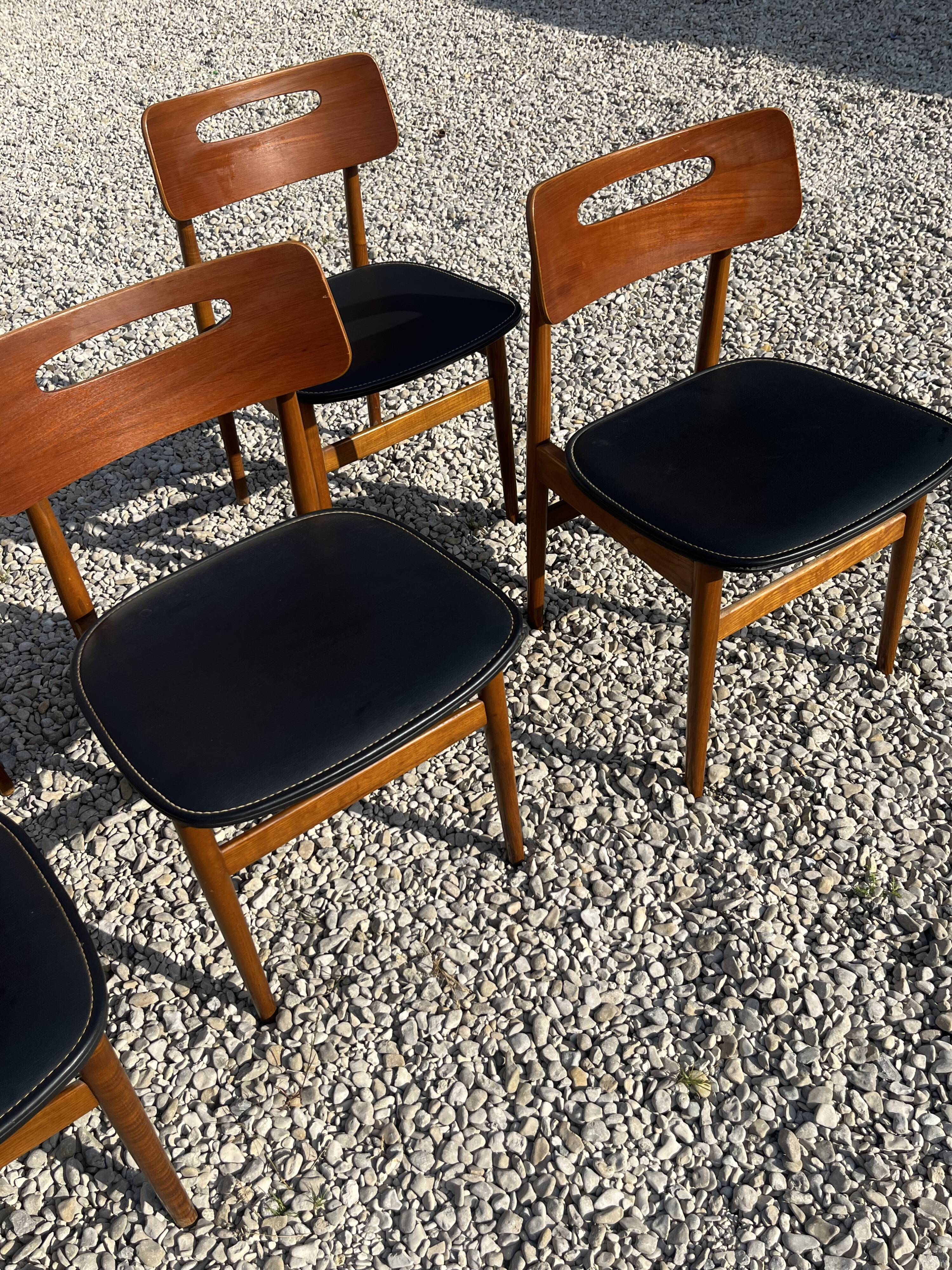 Set de 6 chaises scandinave en teck