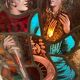 Stained hanging glass polychrome