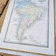South America, antique map, printed in 1852. Authentic.
