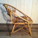 Fauteuil coquille en rotin