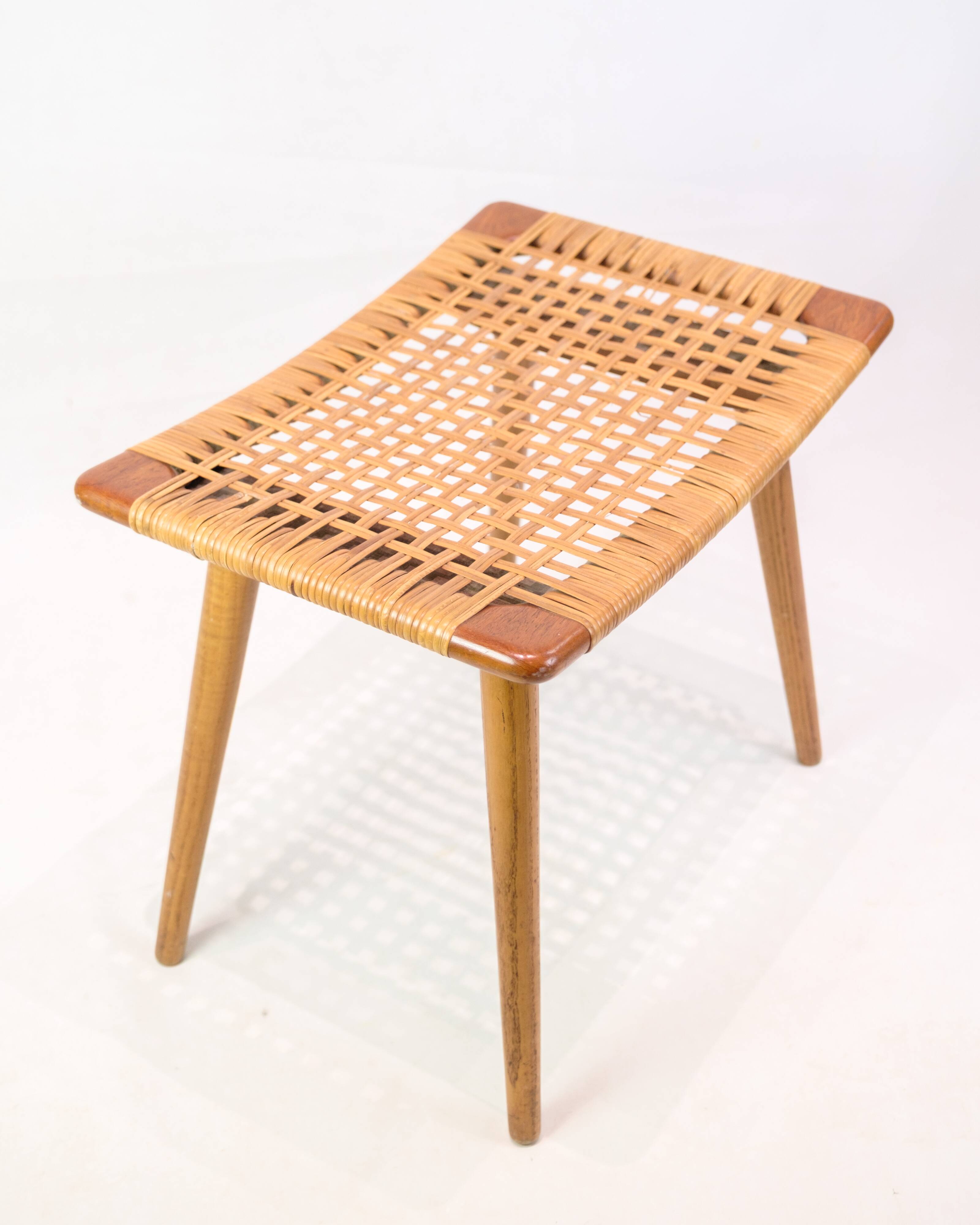 Stool - Teak - Cane weave - Danish design - 1960s.