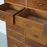 English Oak Apothecary / Filing Cabinet Campaign Style, 1930s