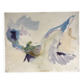 Aquarelle sur papier signée au pinceau Hervé Delatouche sans titre, 1972