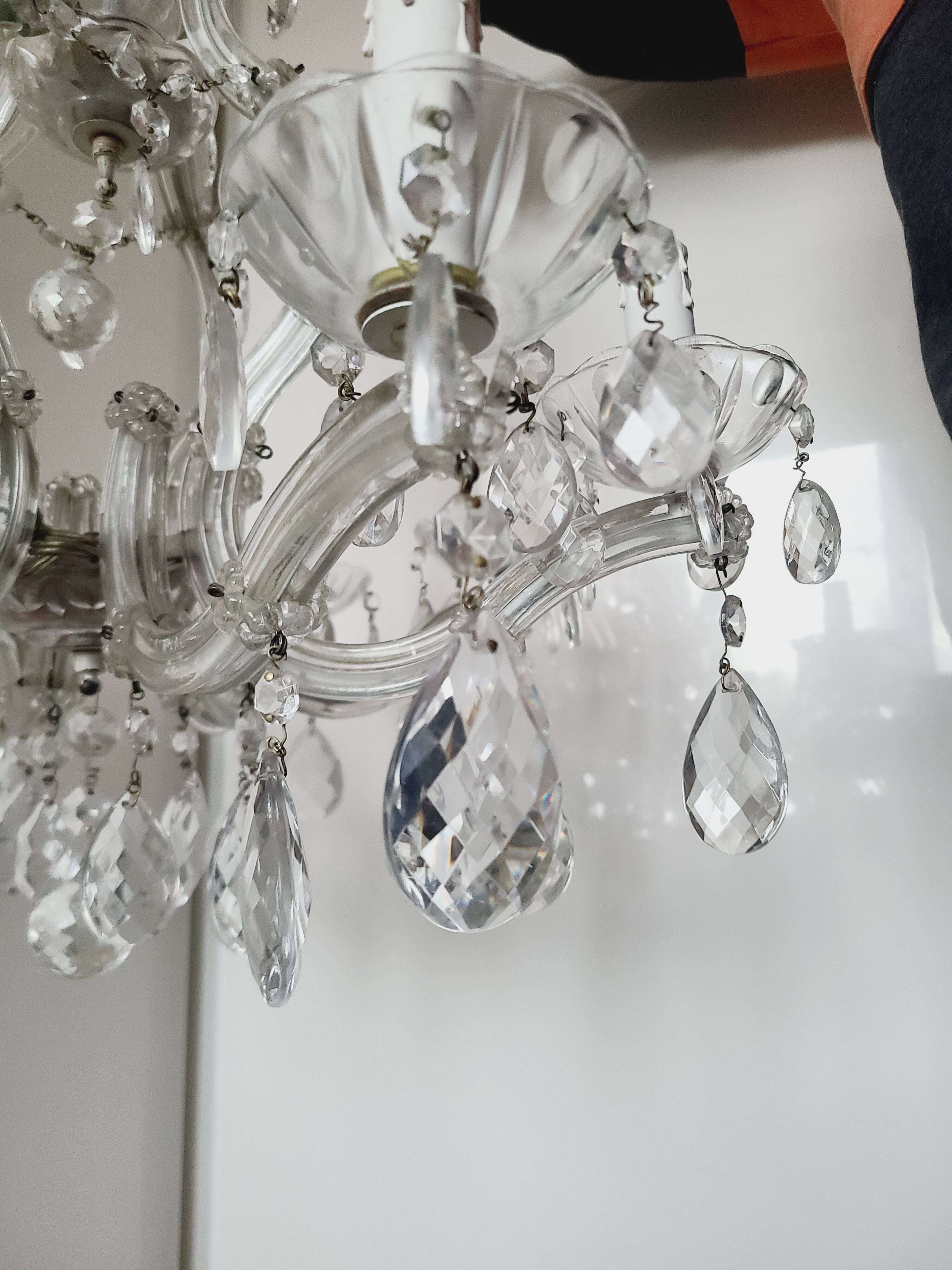 Antique crystal chandelier with 8 lights, 68 x 56 cm