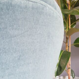 Velvet Ottoman Chair vintage toad velvet blue 70s