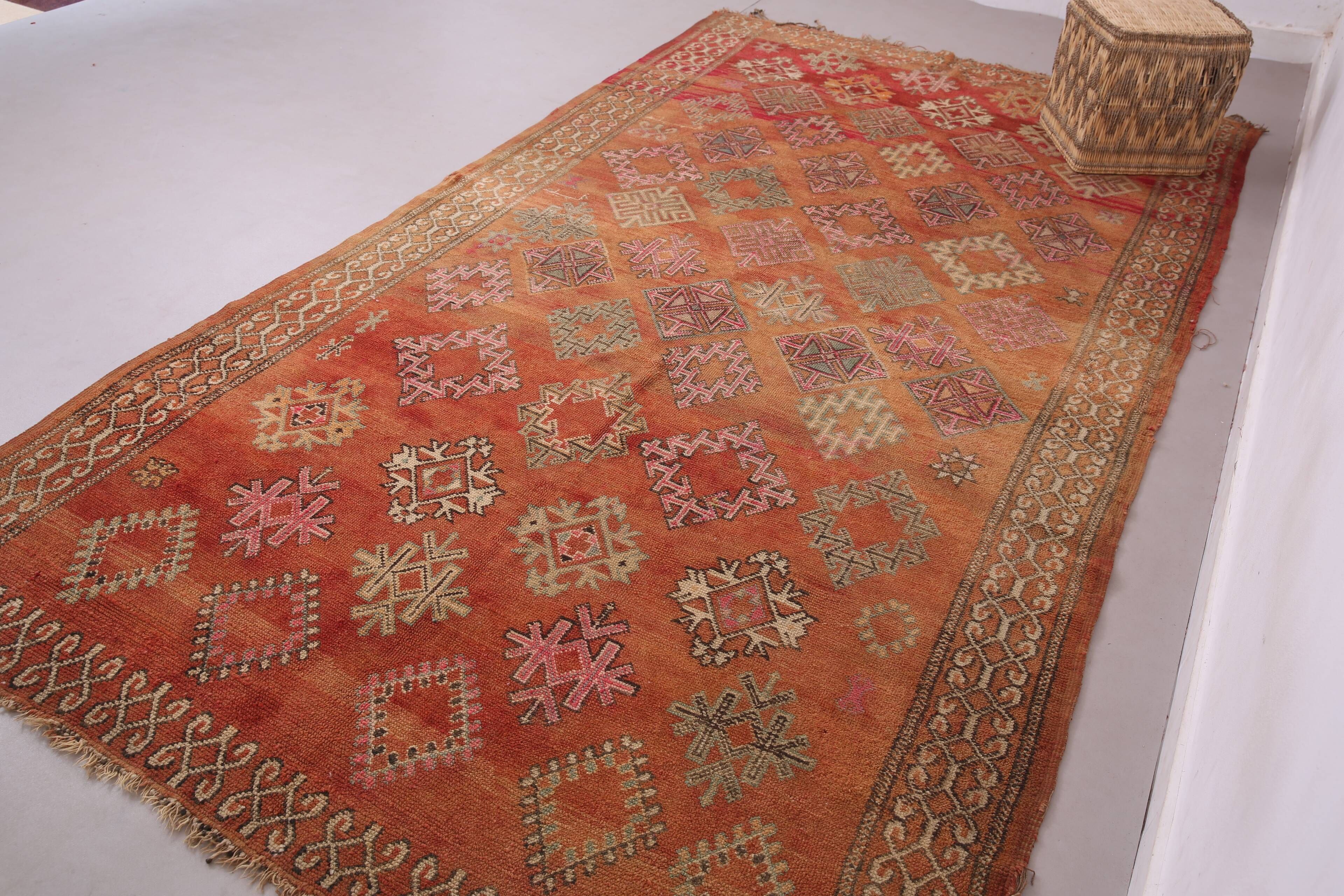 Vintage Moroccan Wool Rug 185 x 337 cm - Berber Handmade Rug - Bohemian Rug