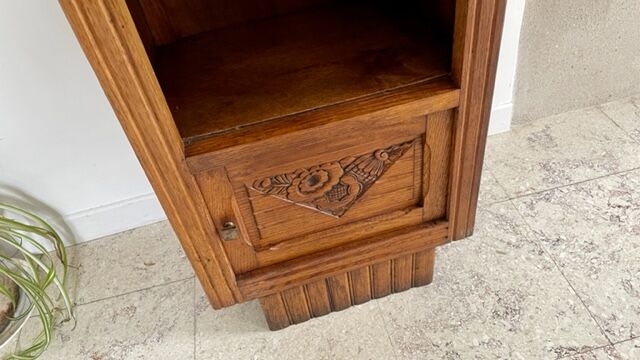 Bedside in oak and marble top