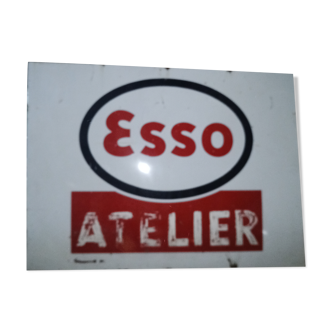 Plaque émaillée esso atelier