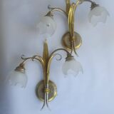 Pair of vintage Keria Italy silver and gold wall sconces