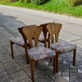 Set of 4 vintage swedish solid pine chairs 1960