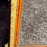 Authentic original Italian fireplace mirror, frame and pediment.