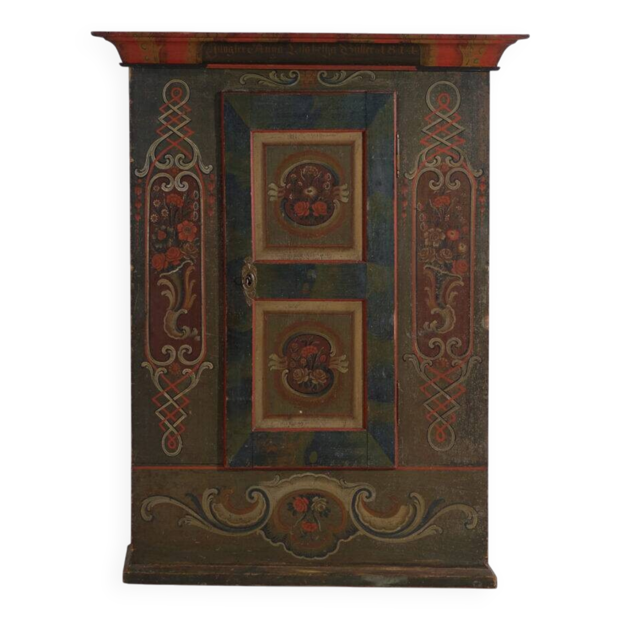 Painted folk art wardrobe, Central Europe, dated 1814.