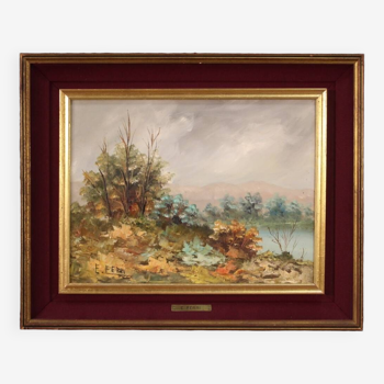 Tableau italien paysage impressionniste signé E. Ferri